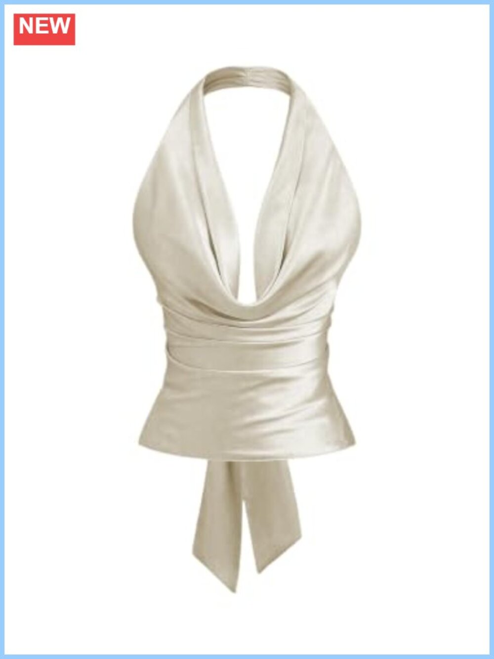 Silk Satin Cowl Neck Halter Top Sleeveless Tie Backless Tank Going Out